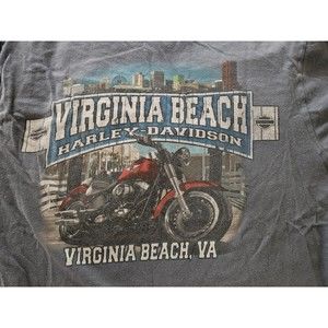 Harley-Davidson Virginia Beach VA Men's T-Shirt Gray #1 Red Bike Made in USA